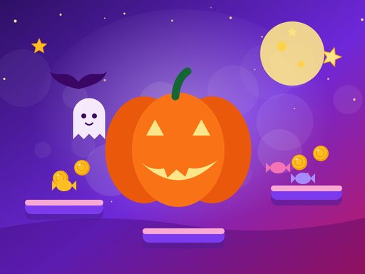 Glad pumpa, snällt spöke och godis i lila halloweennatt