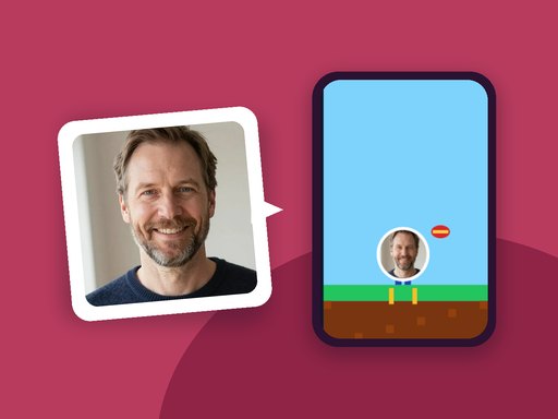 Fotot på Johan och samma Johan i sitt eget plattformsspel